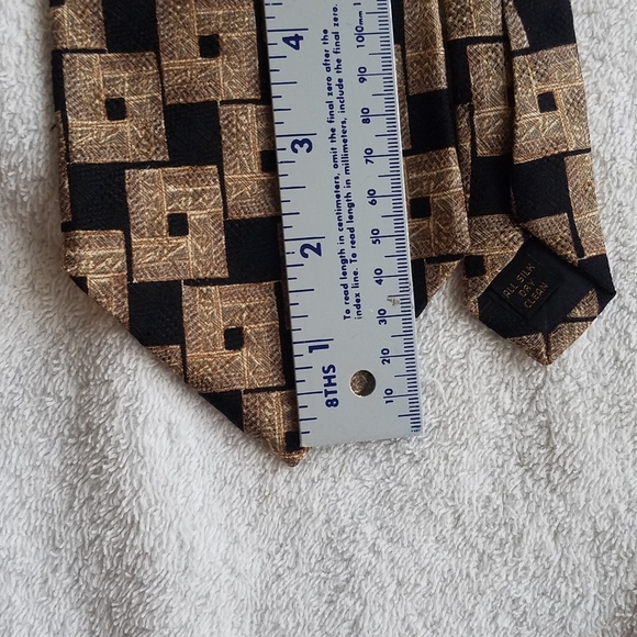 Colours by Alexander Julian Necktie / Suit Tie Black, Brown, Tan Square Pattern - Picture 12 of 14